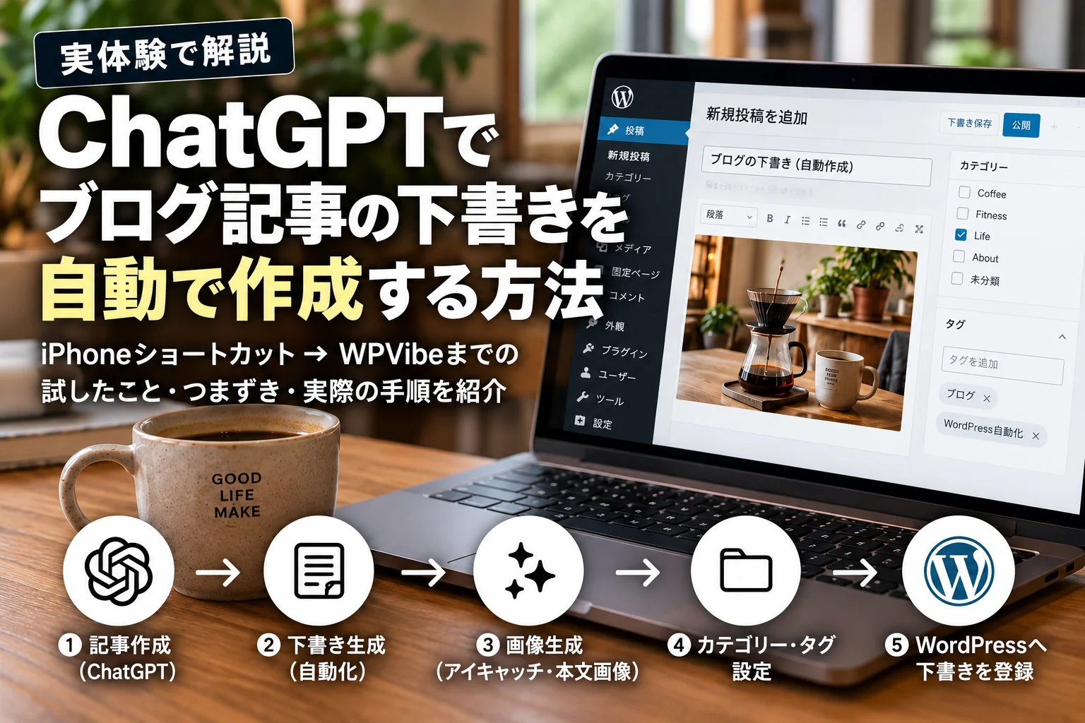 ChatGPTでブログを書いてもコピペが面倒。WordPressへの下書きを自動化してみた